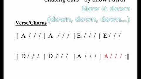 Thumbnail of "Chasing Cars" moving chord chart