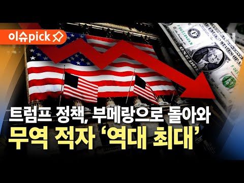 [이슈픽] 미국 <strong>무역</strong> 적자 &amp;#39;역대 최대&amp;#39;, 식탁 물가도 &amp;#39;직격탄&amp;#39;...트럼프 <strong>취임</strong> 뒤 경제 오히려 위축? / YTN