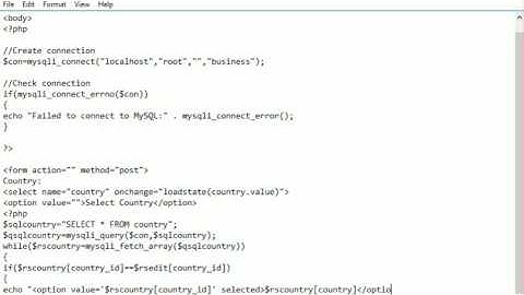PHP AJAX MySQL - Country state