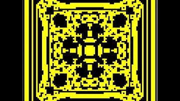 Neighbour counting cellular automaton with self-expanding grid and threshold = 5