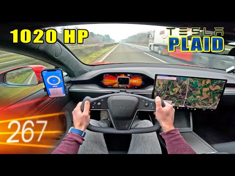 Tesla Model S PLAID – Höchstgeschwindigkeit auf der Autobahn [NO SPEED LIMIT]