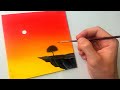 Easy acrylic sunset painting for beginners  step by step tutorial