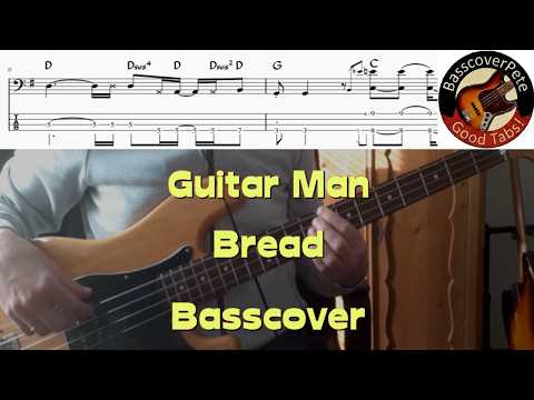 Bread with Guitar Man. Bass Cover Tabs Score Notation Chords Transcription