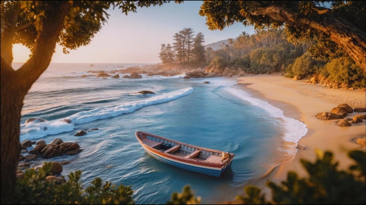 Sunset Bossa Nova & Jazz 🌅🌴 | Relaxing Sunset Jazz & Ocean Waves