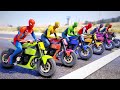 Spiderman And Motorcycles Challenge With Racing Amazing Spider man,homem-aranha 2099 - GTA 5