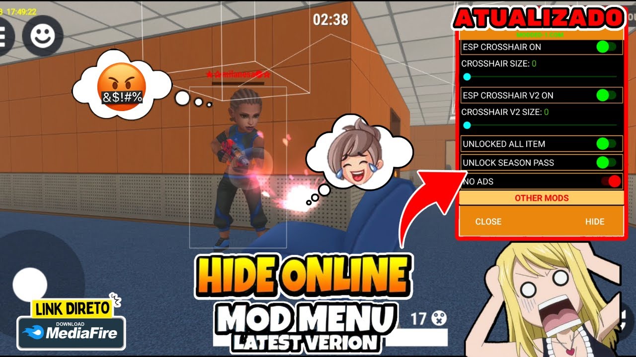 Melhor Mod ✓ Hide Online v4.9.8 Mod Menu ✓ Atualizado ✓ Dinheiro infinito ✓  Tudo Liberado ✓ 