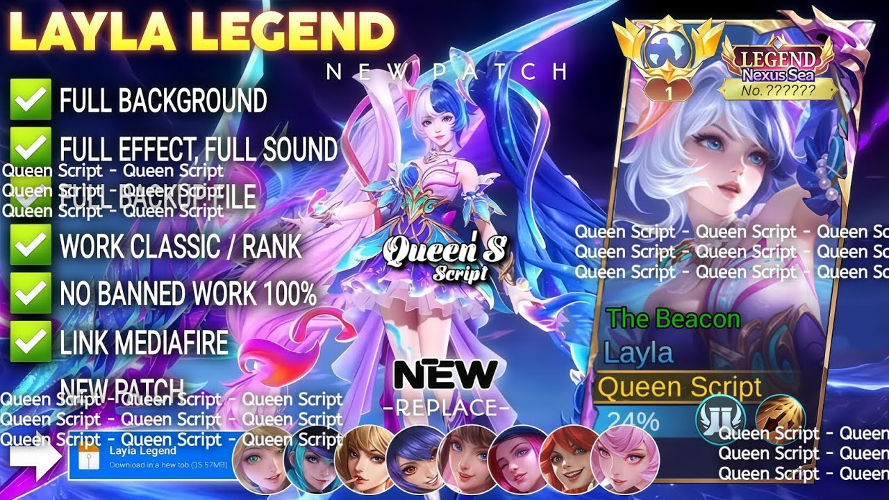 Script Skin Layla Legend - The Beacon No Password | Full Effect Voice | Patch Terbaru