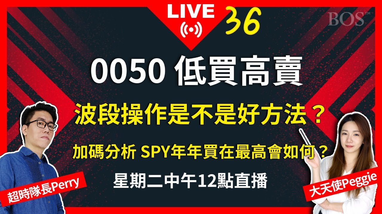【直播36】有人說0050可以波段操作 按照公式低買高賣 就能輕鬆賺錢是真的嗎？SPY每年買在最高點會怎樣？