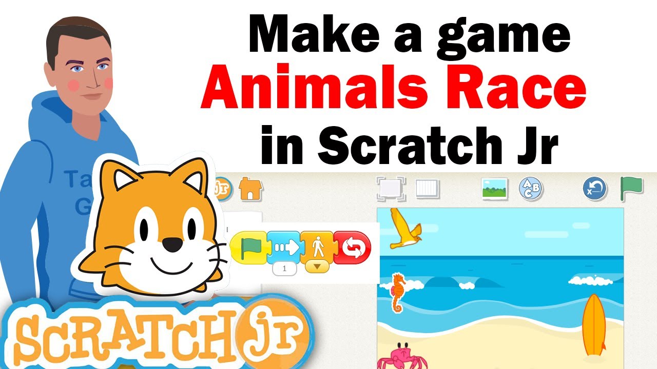 Race Animals, make a game in Scratch Jr - YouTube