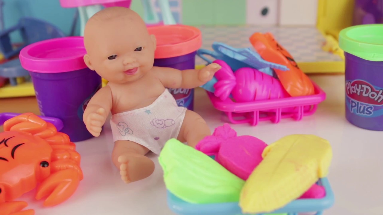 Малышка Маша учим слова, лепим овощи из Play-Doh Plus для детей