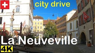 City drive through the swiss city La Neuveville