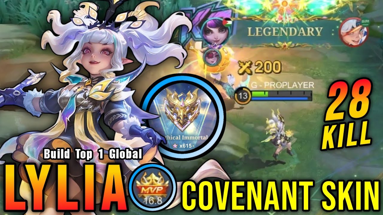 28 Kills No Death!! Phantasmal Revelry Lylia COVENANT Skin!! - Build Top 1 Global Lylia ~ MLBB