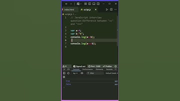 🚀JavaScript interview question in 1 minute.  "==" vs "===" Explain in 1 Minute! #shorts