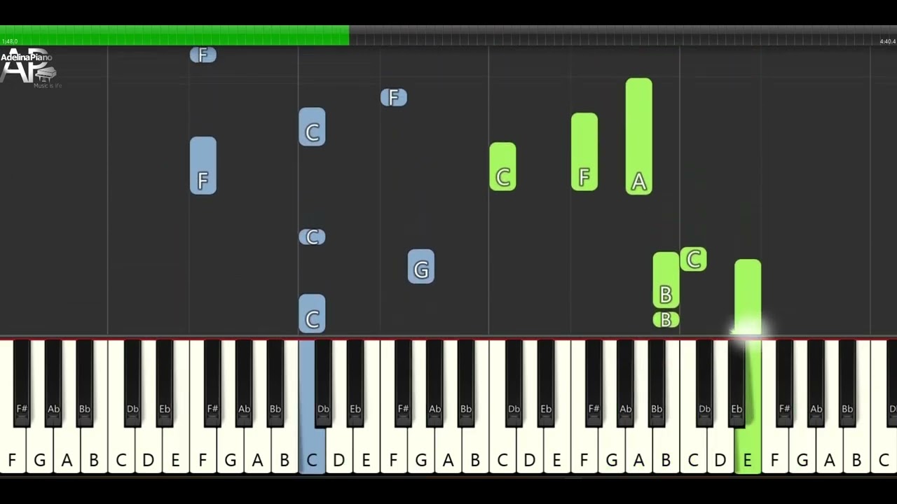 Uomini Soli -  Pooh | Adelina Piano easy synthesia tutorial