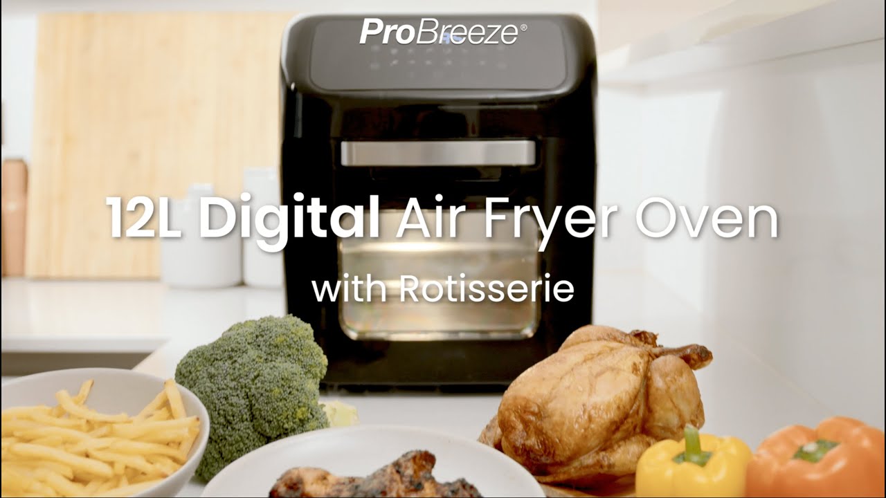  Pro Breeze 12 Quart Air Fryer Oven - Large Air Fryer Toaster  Oven with 12 Smart Cooking Modes such as Rotisserie, Food Dehydrator, Bake,  Roast, Reheat, Includes 19 Accessories with 3