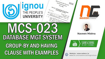 MCS023 | Group By | Having Clause(Hindi) with Example IGNOU #ignoubca #bca #dbms #dbmslectures #sql