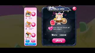 Candy crush Game Over: Nightmary hard level failed (landscape) screenshot 5