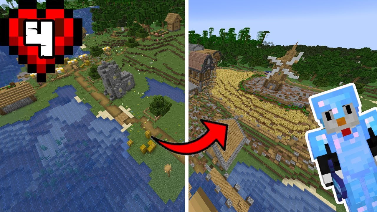 I Transformed An Entire Village In Hardcore Minecraft - YouTube