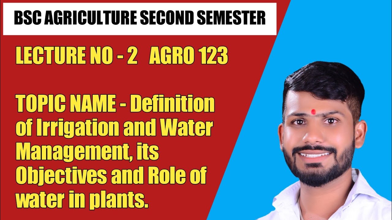 Agro 123 LEC 2 Def of Irrigation &water Management, Objective and