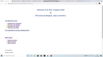 B.Tech. Programs at Deoghar, Jaipur and Patna Campuses:1st Provisional Selection List is out now
