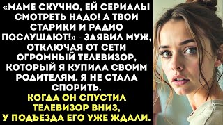 картинка: «Зачем твоим родителям пенсионерам телевизор  Мы его моей маме отвезем!» — скомандовал муж
