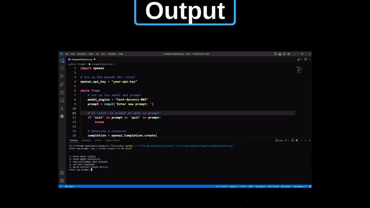 Create your own chatGPT using python #chatGPT - YouTube