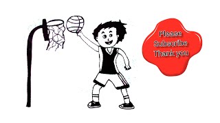 تعليم الرسم للمبتدئين |رسم ولد رياضي يلعب كرة السلة خطوة بخطوة|رسم سهل