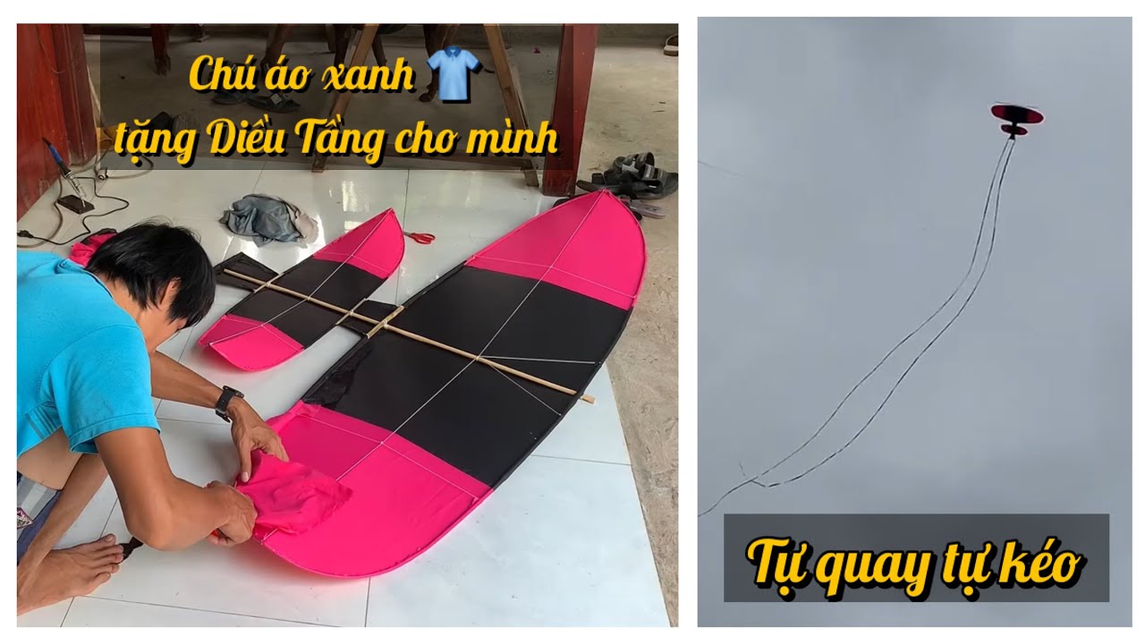 MAY MẮN ĐƯỢC CHÚ ÁO XANH TẶNG CHO CON DIỀU TẦNG 1M8- DIỀU TẦNG BẾN TRE- DIỀU LÁ GIĂNG