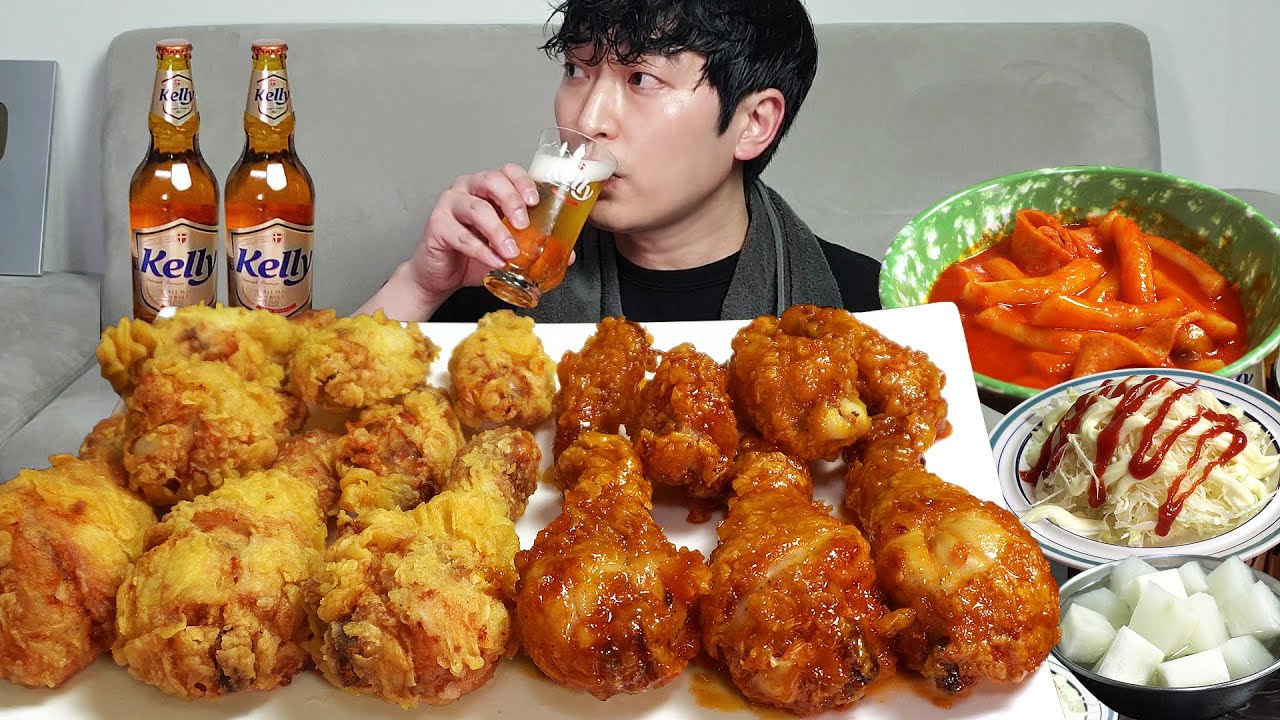 Домашняя курица🍗 и пиво🍺 MUKBANG REALSOUND ASMR EATINGSHOW