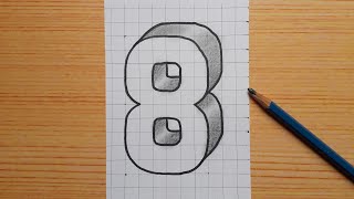 Simple 3d Drawing Number 8 / How To Draw Easy For Beginners #shorts