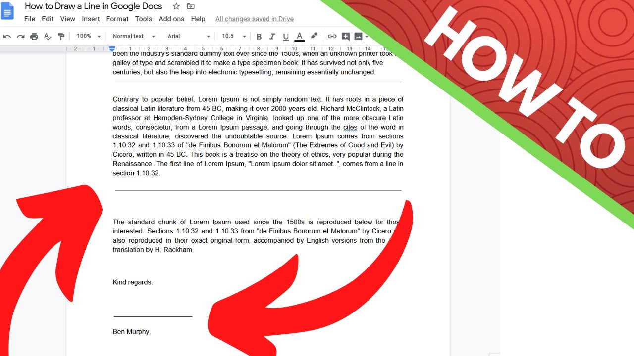 How to Draw a Line and (Signature) line in google docs