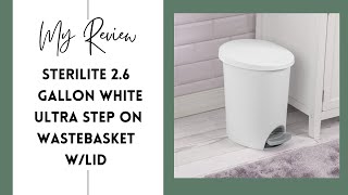 Sterilite 2.6 Gallon Ultra StepOn Wastebasket w/Lid, Small Plastic Trash Can for the Bathroom, Bedro