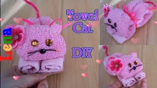 Gästetuch Katze falten  Towel cat DIY  The cutest cat ever  кошка из полотенца в подарок