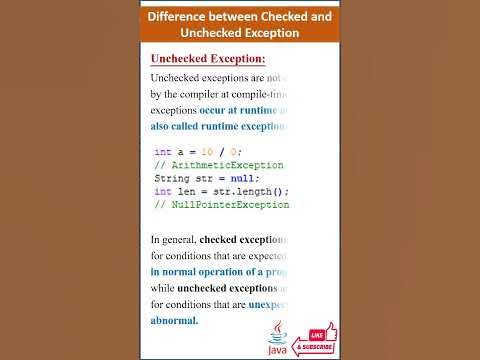Difference between checked and unchecked exception #java # ...