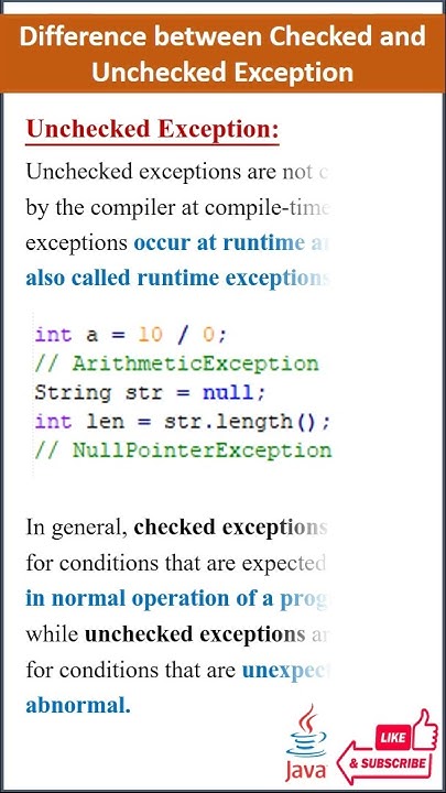 Difference between checked and unchecked exception #java # ...