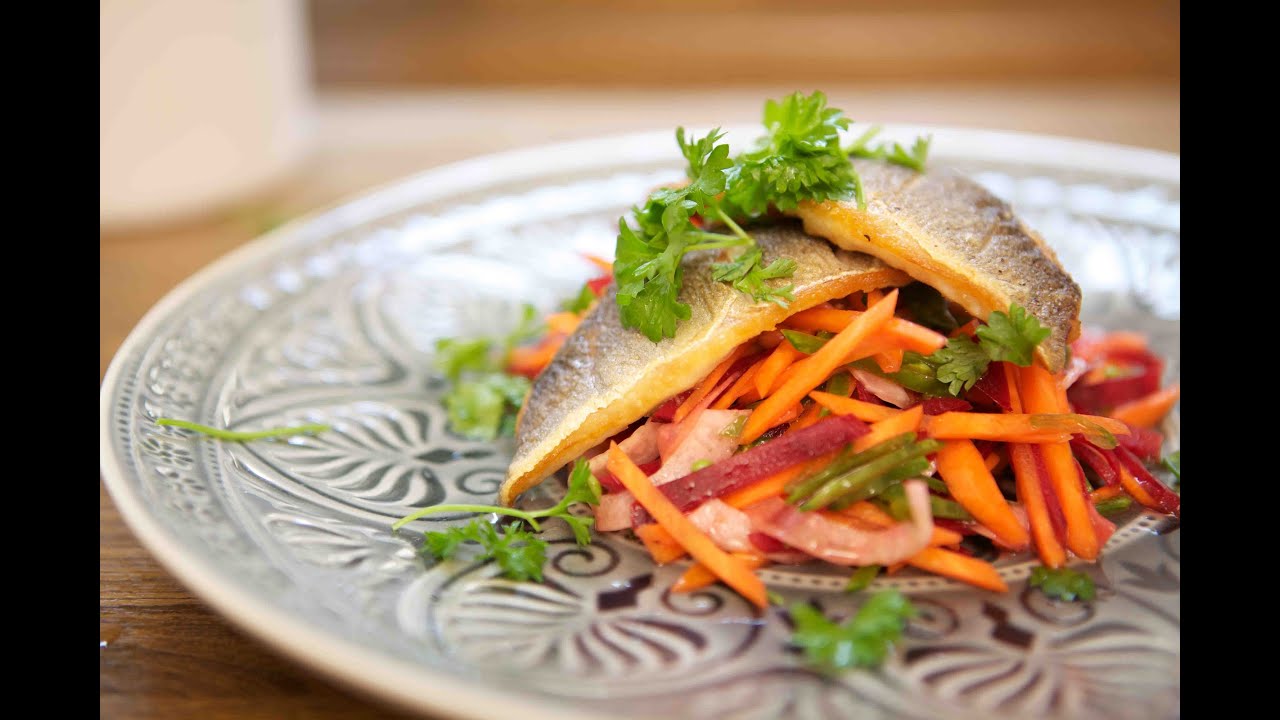 Pepper's Crispy Skin Sea Bass on a Fresh Spring Salad YouTube