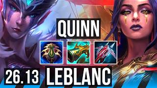 QUINN vs LEBLANC (MID) | Good KDA: 25/2/6 | EUW Master | 26.13