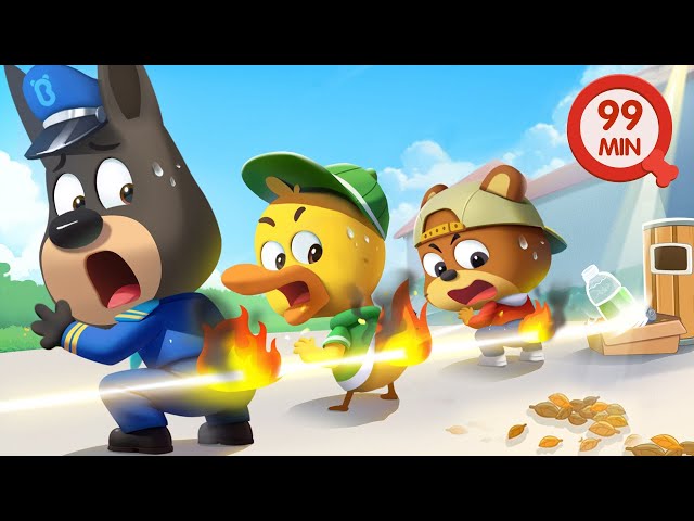 Help! We're on Fire🔥 | Safety Cartoons for Kids | Police Resue | Sheriff Labrador class=