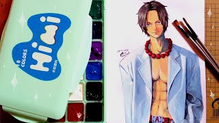 Khui màu Gouache Himi và vẽ Ace trong anime Onepiece theo phong cách hiện đại ✨