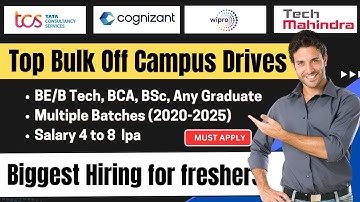 🔥Urgent Hirings! TCS, Cognizant, wipro Hiring | 8 LPA | Any graduate | 2025–2021 Batch