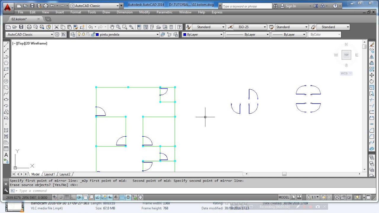 Video Tutorial AutoCad  2 D dan 3 D Gambar  pintu jendela  