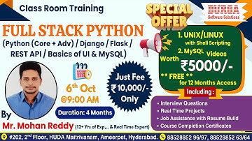 FULL STACK PYTHON Class Room Training @ DURGASOFT