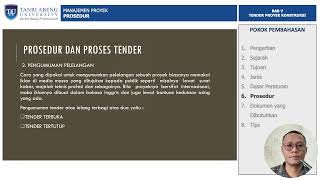 BAB V – TENDER PROYEK KONSTRUKSI | MANAJEMEN PROYEK BAB V – TENDER PROYEK KONSTRUKSI | MANAJEMEN PROYEK