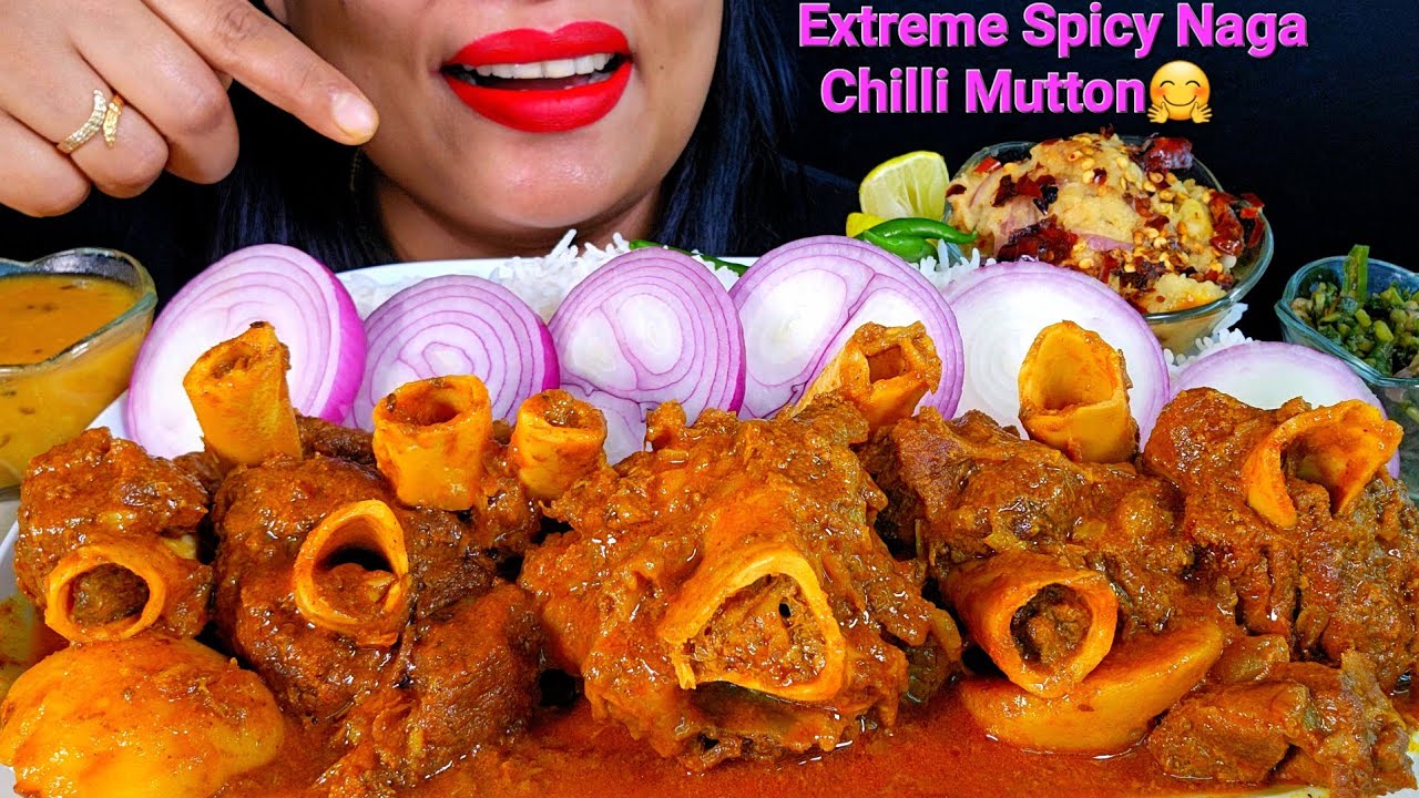 ASMR:Extreme Spicy Naga Chilli Mutton+Spicy Alu Vorta+Palong Shak Vaji+Dal‼ZAKIA-SPICY ASMR