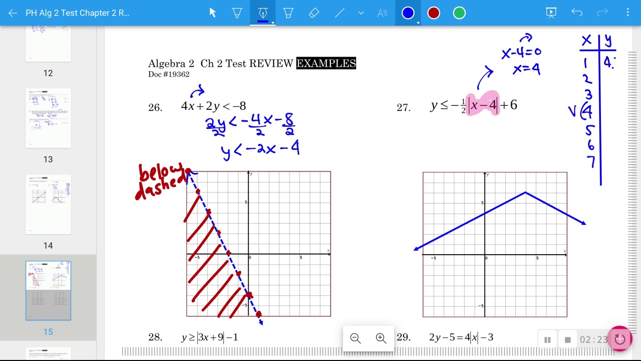 Alg 2 Chapter 2 Test Review Examples #26-27 - YouTube