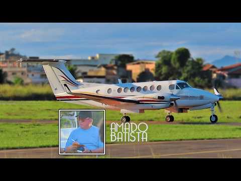Cantor Amado Batista Chegando com seu novo Avião King Air 350 Itaperuna-RJ