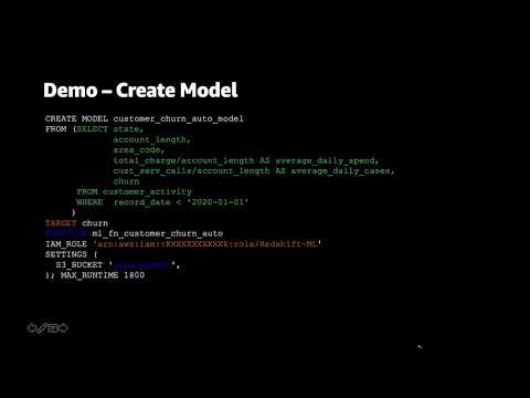 Demo of Preview of Amazon Redshift ML