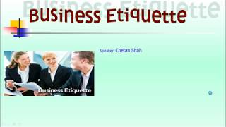 006 - Business Etiquette Training - Part 2