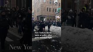 New Yorkers throw snow at police after park snowball fight