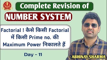How to find Max. Power of Prime Number in Number System | Day - 11 | By Abhinay Sharma Abhinay Maths